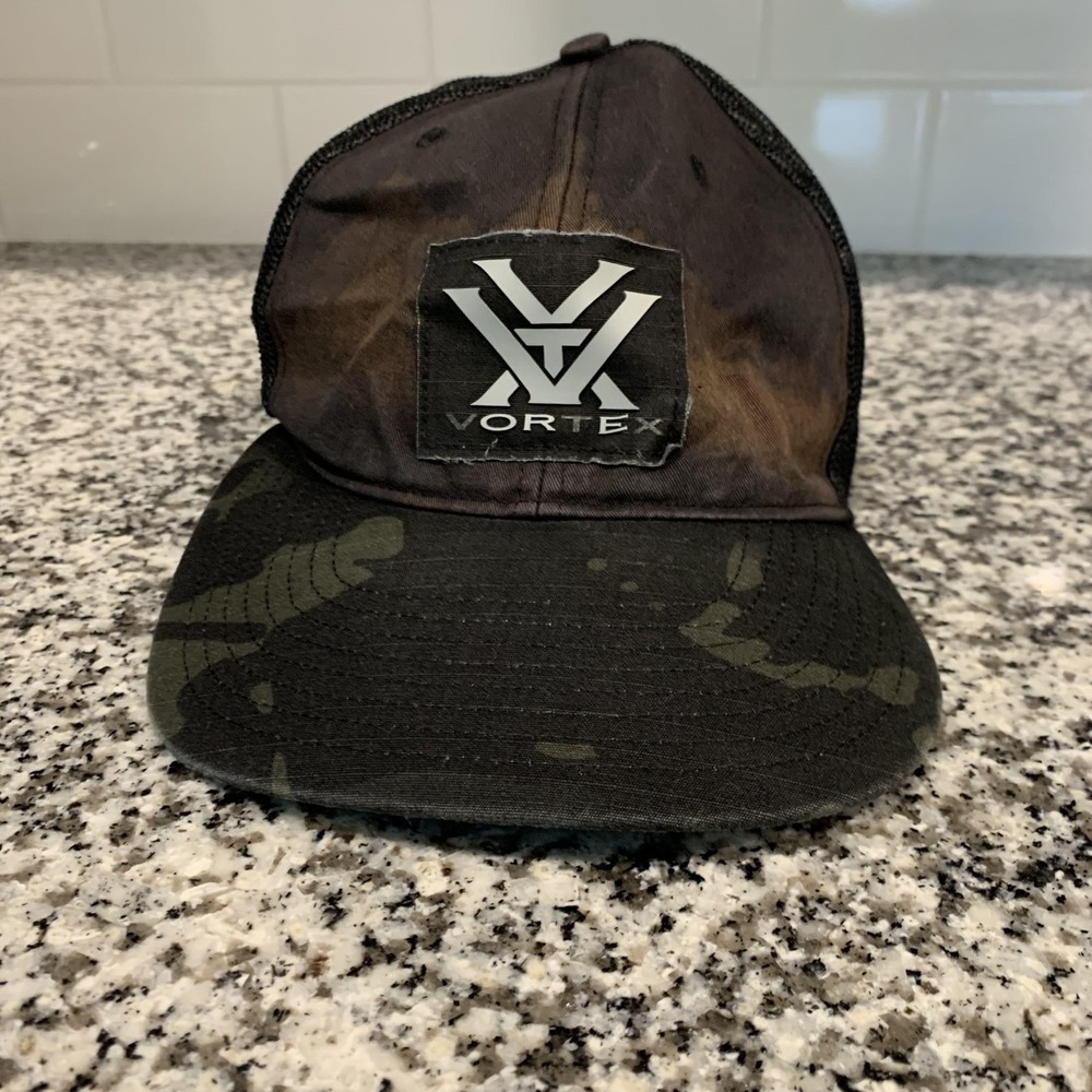 Vortex Hat Cap Snap Back Black Camo Trucker‎ Mesh Patch Camouflage Mens Hunting